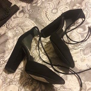Black Steve Madden ankle tie pumps